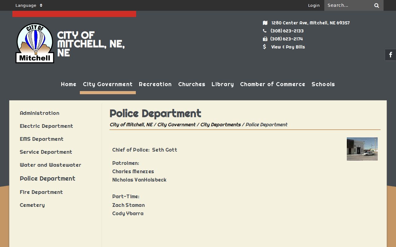 Mitchell Police contact route for Scotts Bluff County arrest records