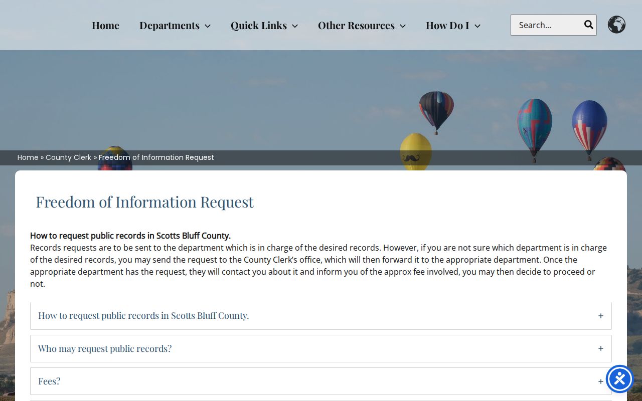 Scotts Bluff County criminal record public records request instructions