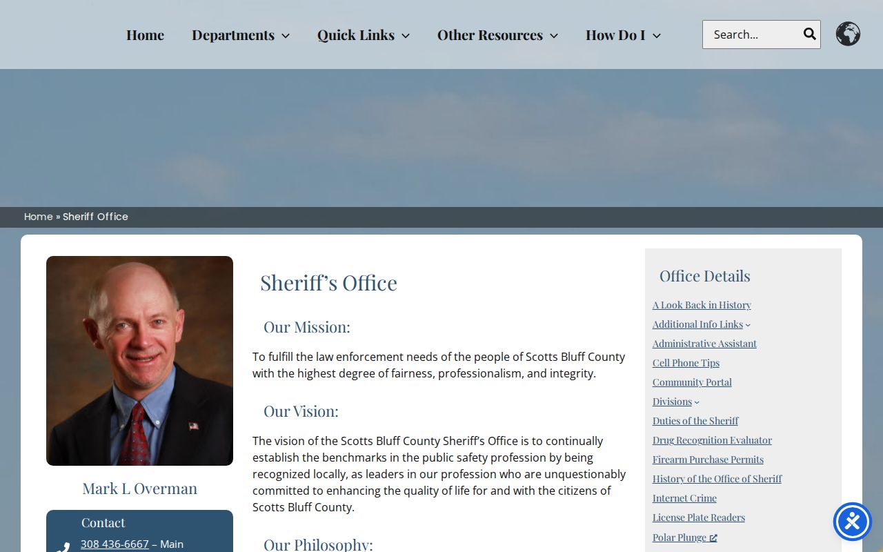 Scotts Bluff County criminal records Sheriff office divisions